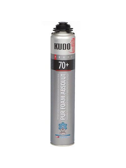 Пена монтажная KUDO, Absolut Proff 70+ Arktika Nord, профессиональная, 70 л, 1 л, зимняя, KUPP10WN70+