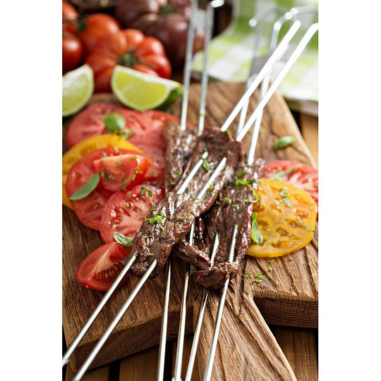 Шампур лезвие двойное, 4 шт, 585х25х2 мм, нержавеющая сталь, рукоятка сталь, Forester, для запекания крупных кусков мяса, RZ-500UB