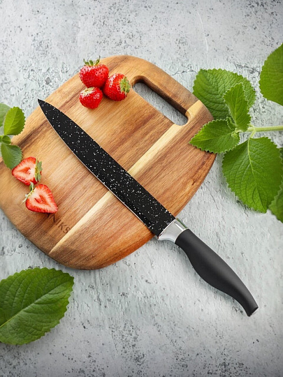 Нож кухонный Daniks, Гранит, универсальный, нержавеющая сталь, 20 см, рукоятка пластик, YW-A204-SL
