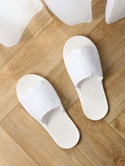 Тапки гостинные унисекс, белые, 38-42, закрытые, махровые, Оптима