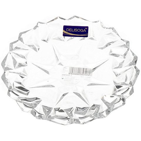 Блюдо стекло, круглое, 18 см, Гранение Лед, Delisoga, DSP2015-7