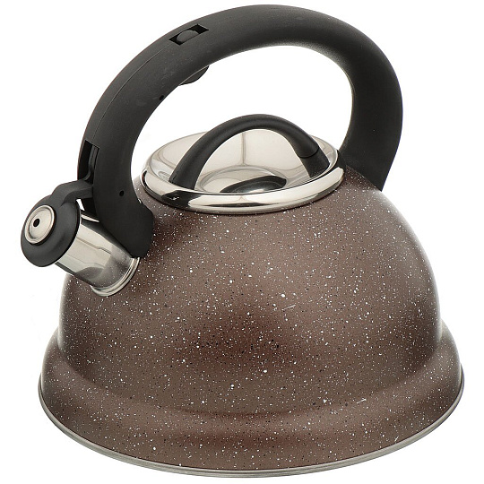 Чайник из нержавеющей стали Wellberg 6364WB коричневый гранит со свистком, 2.7 л