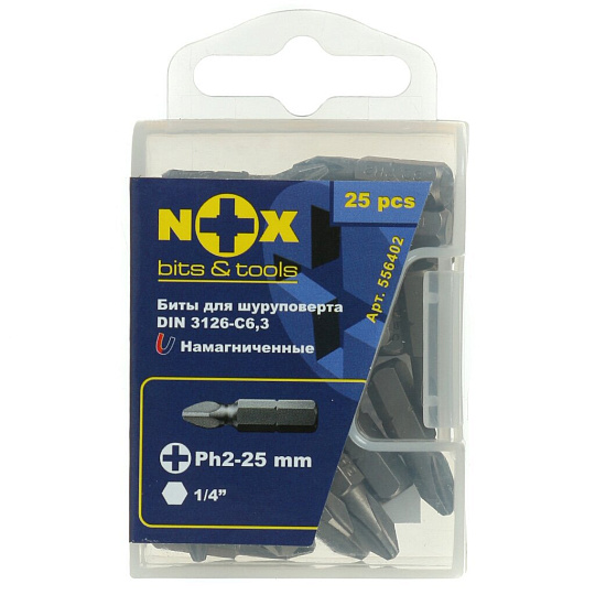 Набор бит Nox, PH2, 25 мм, 25 шт