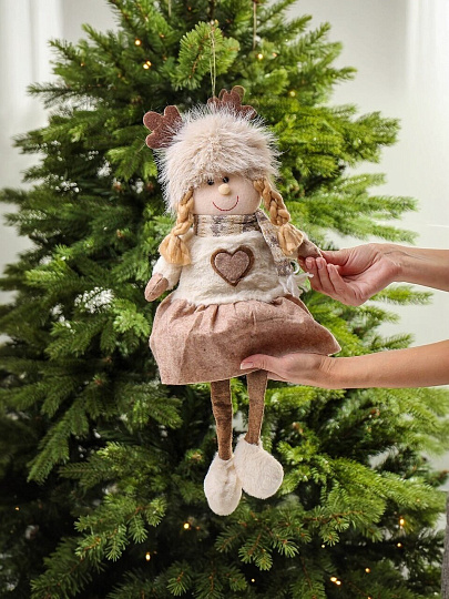 Фигурка декоративная текстиль, Девочка, 40 см, коричневая, Y4-9438
