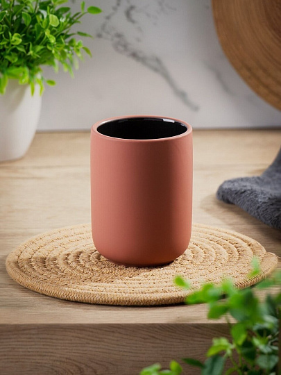 Стакан для зубных щеток, 7.6x9.8 см, керамика, терракот, BCE0758BA-TB