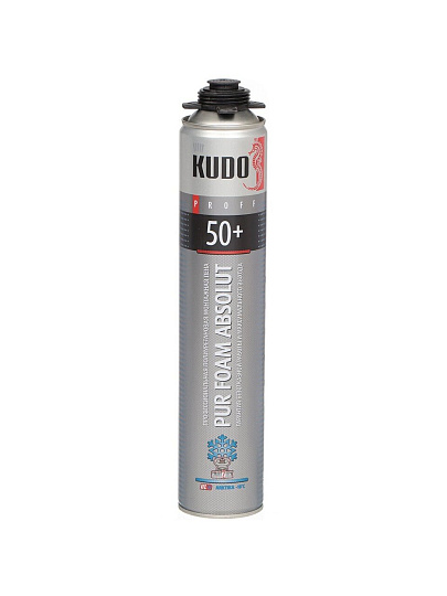 Пена монтажная KUDO, Proff 50+ Absolut Arktika, профессиональная, 50 л, 1 л, до -18°, зимняя, KUPP10W50+