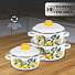 Набор посуды эмалированная сталь, 3 предмета, кастрюли 2,3,4 л, индукция, СтальЭмаль, Лимоны в цвету, 1KB051M - фото 7
