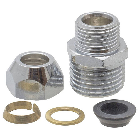 Бочонок 3/8"х1/2", латунь, с цангой, индивидуальная упаковка, MasterProf