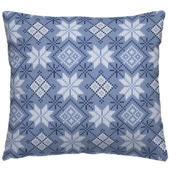 Подушка декоративная, 45х45 см, Снежный калейдоскоп, рогожка, синяя, Winterland, 670934