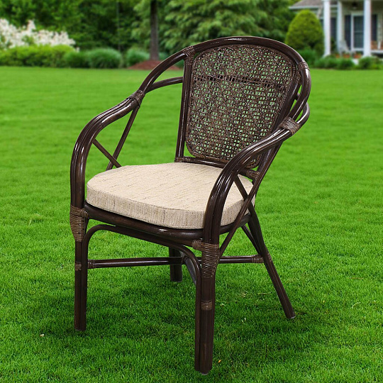 Мебель садовая Мария, кофейная, стол, 80х80х75 см, 2 кресла, подушка бежевая, 110 кг, IND10