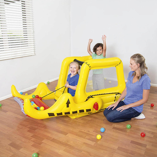 Игровой центр 198х105х84 см, Бульдозер, с мячами, от 2 лет, Bestway, 52278