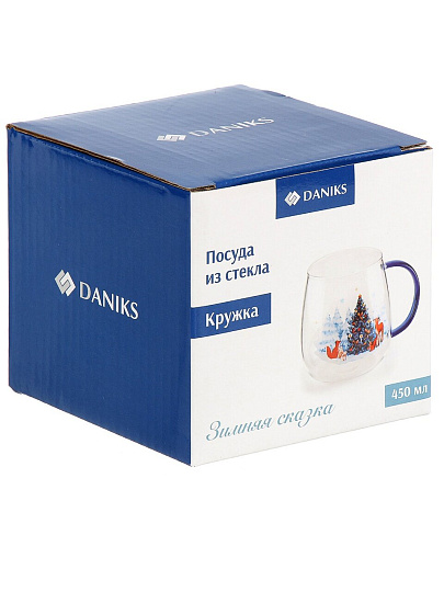 Кружка стекло, 450 мл, Зимняя сказка, 7.5х8.5 см, Daniks