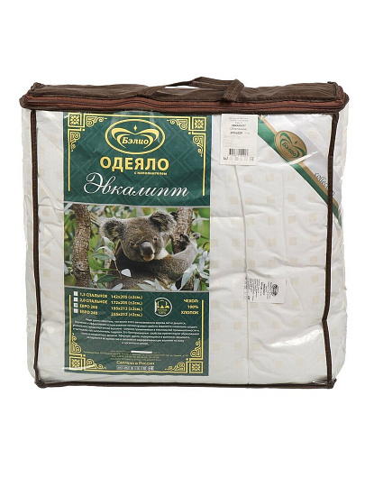 Одеяло евро, 200х220 см, Эвкалипт, 150 г/м2, облегченное, тик, хлопок, кант