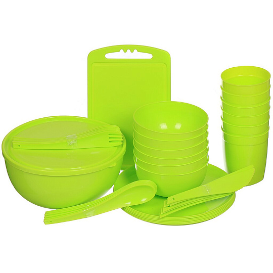 Набор для пикника на 6 персон, 38 предметов, в прозрачной сумке, в ассортименте, Plastic Centre, Пир, ПЦ4061ЛМ