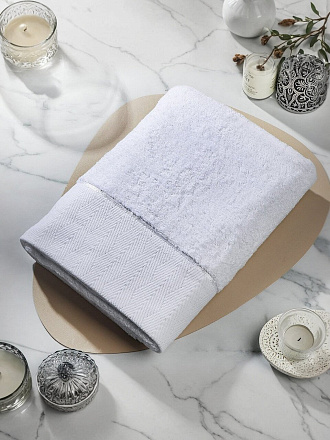 Полотенце лицевое 30х70 см, 100% хлопок, 550 г/м2, Сканно, Silvano, белое, Узбекистан