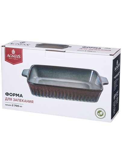 Форма для запекания керамика, 21.5х37х7 см, 2.7 л, прямоугольная, Agness, Reactive Beige, 780-102