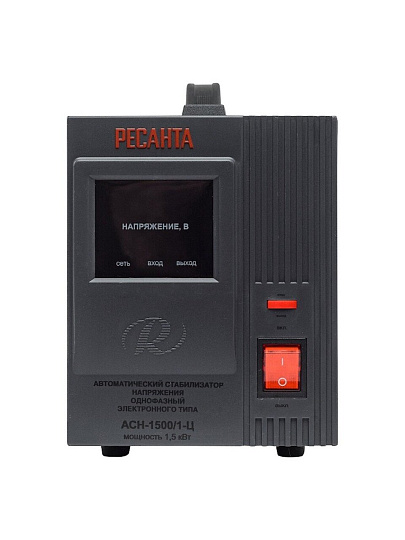 Стабилизатор напряжения Ресанта, АСН- 1 500/1-Ц, 1.5 кВт, 140-260 В, 63/6/3