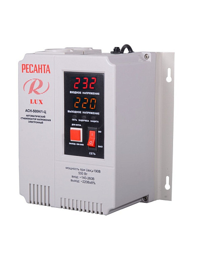 Стабилизатор напряжения Ресанта, Lux, АСН-500Н/1-Ц, 0.5 кВт, 140-260 В, 63/6/39