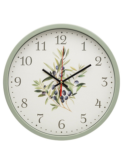 Часы настенные, кварцевые, 30 см, круглые, оливковые, Рубин, Оливковая ветвь, 3027-039