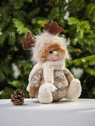 Фигурка декоративная текстиль, Мальчик, 20 см, коричневая, Y4-9439