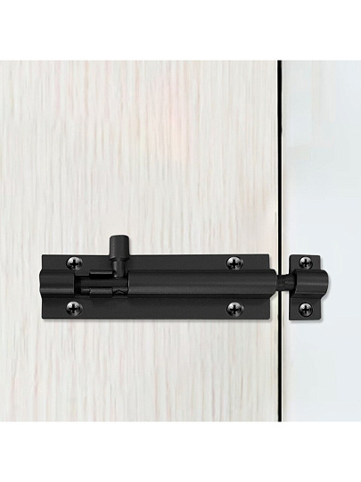 Шпингалет накладной, прямоугольный, ригель круглый, Trodos, 90 мм, ZY-711В, 205080, черный матовый