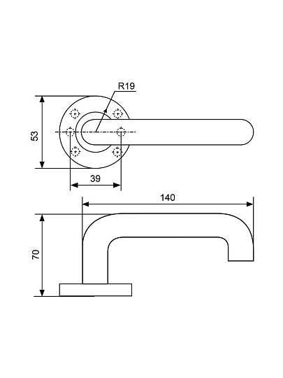 Ручка дверная Стандарт, 0203 SS (35-70) INOX, 14 871, нержавеющая сталь