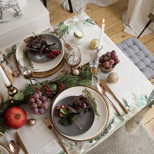 Скатерть 149х180 см, 100% хлопок, саржа, 190 г/м2, с ГМВО, Этель, Красивое Рождество, 5035898