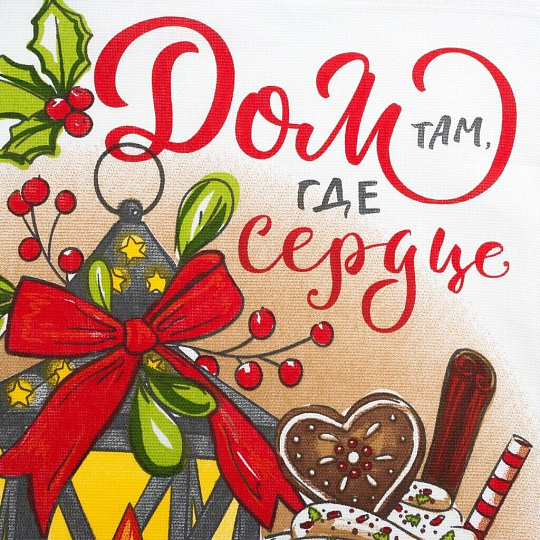 Полотенце кухонное 35х60 см, 100% хлопок, Доляна, Дом там где сердца, Россия, 4389629