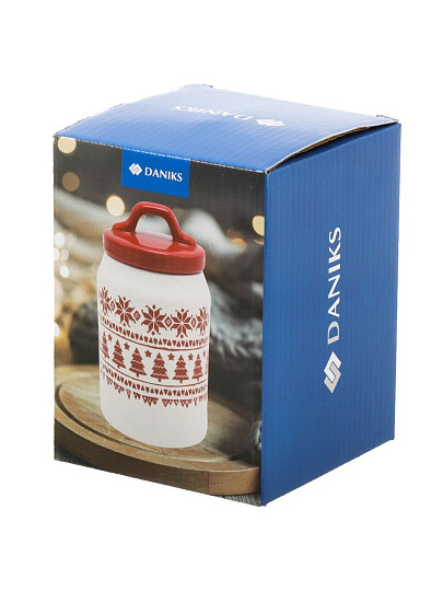 Банка для сыпучих продуктов, доломит, 0.55 л, 10х10х14 см, с крышкой, Daniks, Олени