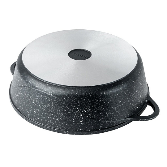 Жаровня алюминий, 26 см, 3.5 л, антипригарное покрытие, Горница, Гранит, ж7126аг, с крышкой