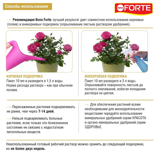 Удобрение Красота, для комнатных растений, минеральное, жидкость, 10 мл, Bona Forte