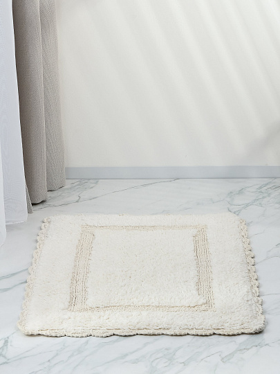 Коврик для ванной, 0.5х0.8 м, хлопок, ажурный край, светло-серый, Silvano, Лиона