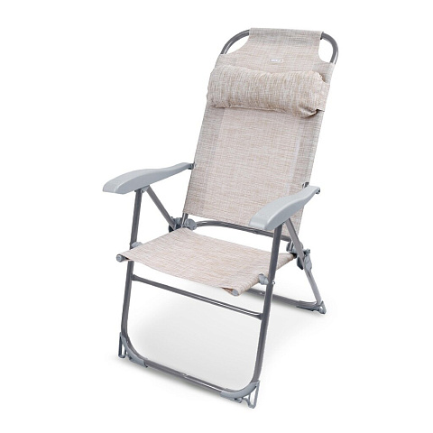 Кресло-шезлонг складное, металл, 40х46х109 см, 120 кг, 8 положений спинки, песочное, Nika, К2/ПС