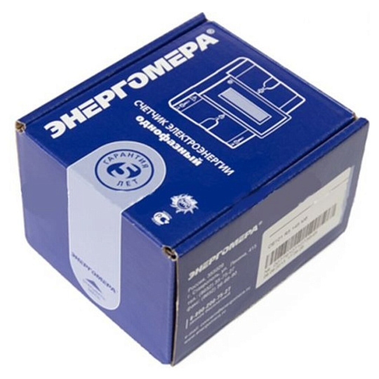 Счетчик электроэнергии Энергомера, CE101, 1 фаза, 5 А, 60 А, 1 класс точности, 122216/101001003009471