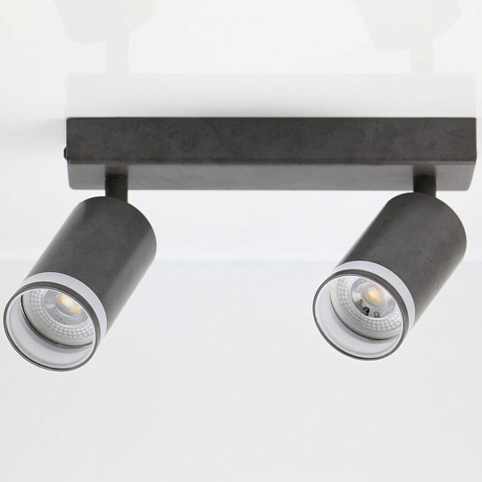 Светильник на основании General Lighting Systems, Башня, 50 Вт, GU10, на 2 лампочки, IP20, d5.5х10х10 см, боковое рассеивание, Спот, бетон, 662070
