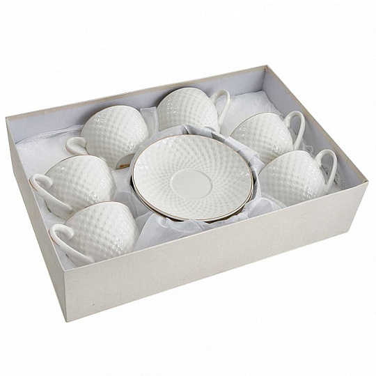 Набор чайный фарфор, 12 предметов, на 6 персон, 240 мл, Rosario, Бьянка, Ф5-024P/6, подарочная упаковка