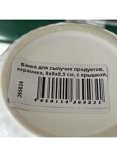 Банка для сыпучих продуктов, керамика, 8х8х8.5 см, с крышкой, Y4-5038, белая