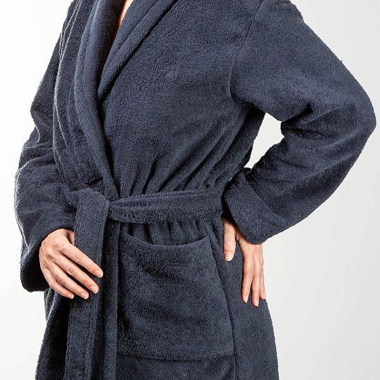 Халат мужской, махровый, 100% хлопок, темно-серый, XL-XXL, 52-54, Silvano