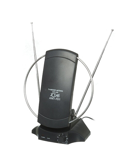 Антенна телевизионная комнатная, UNF,VHF,FM, цифровое тв, Zolan, PL-701
