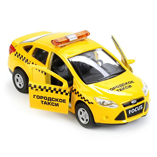 Машина Технопарк, Ford Focus такси, 12 см, инерционная, открывающие двери и багажник, SB-16-45-T-WB, в ассортименте