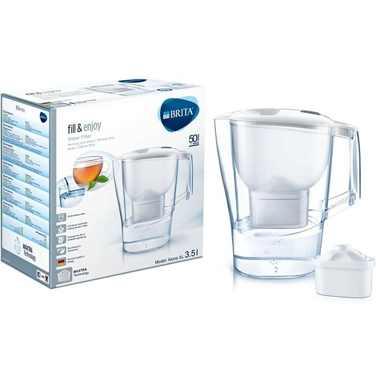 Фильтр-кувшин Brita, Aluna XL MX+, для холодной воды, 1 ступ, 3.5 л, белый