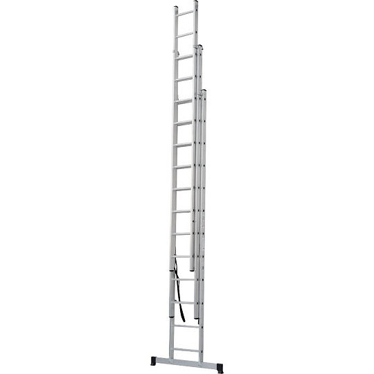 Лестница приставная, 3 секции, 12 ступеней, алюминий, 3 м, 150 кг, Новая высота, NV 1230, 1230312