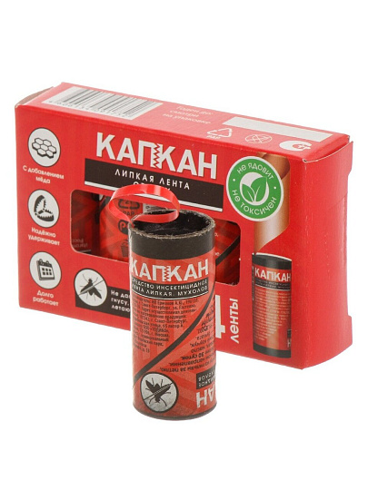 Инсектицид от мух, лента липкая, 4 шт, Капкан