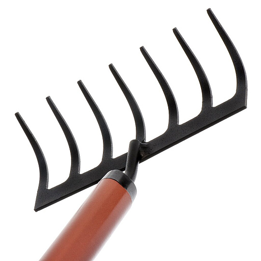 Грабли прямые, 7 зуб, металл, 18 см, Kopper Tools, черенок алюминиевый, ФИ.022.000