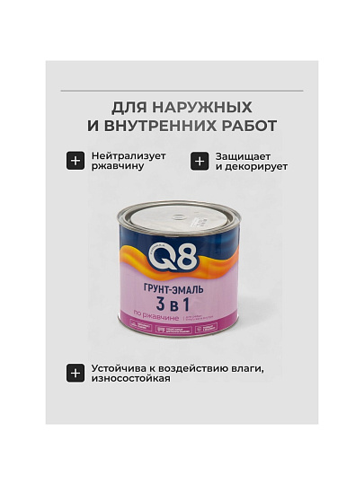 Грунт-эмаль Formula Q8, по ржавчине, алкидная, серая, 1.8 кг