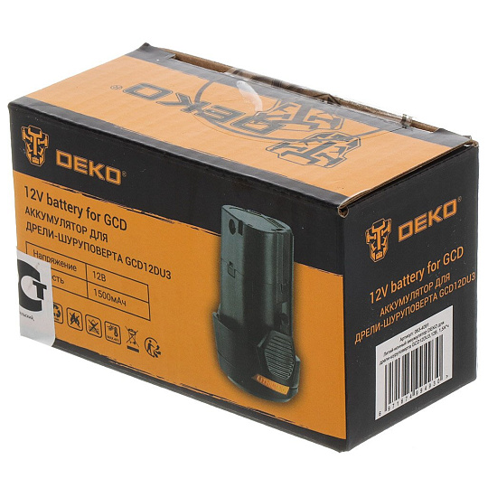 Аккумулятор 1.5 мА·ч, Li-Ion, 12 В, для дрели-шуруповерта Deko GCD12DU3, Deko, 063-4091