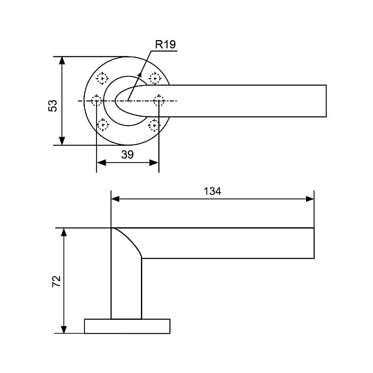 Ручка дверная Стандарт, 0201 SS (35-70) INOX, 14 869, нержавеющая сталь