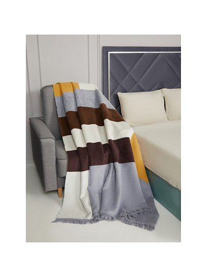 Плед евро, 200х220 см, 60% хлопок, 40% акрил, Karteks, Soft Komfort PD165A, серо-коричневый, 104/200.165A