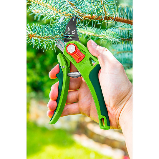 Секатор садовый универсальный, диаметр резки 12 мм, регулировка рабочего диапазона, VERTO, 15G202
