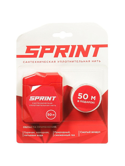 Нить сантехническая 50 м, + катушка 50 м, Sprint, блистер, 61012
